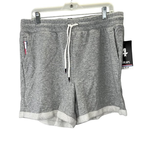 FourLaps Rush Short L Grey Heather Athletic Elastic Drawstring Waist Pockets NWT - Picture 1 of 10